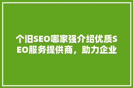 个旧SEO哪家强介绍优质SEO服务提供商，助力企业腾飞！ 百度SEO