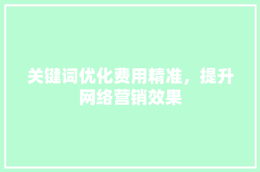 关键词优化费用精准，提升网络营销效果 必应SEO