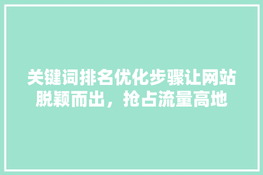 关键词排名优化步骤让网站脱颖而出，抢占流量高地 GoogleSEO