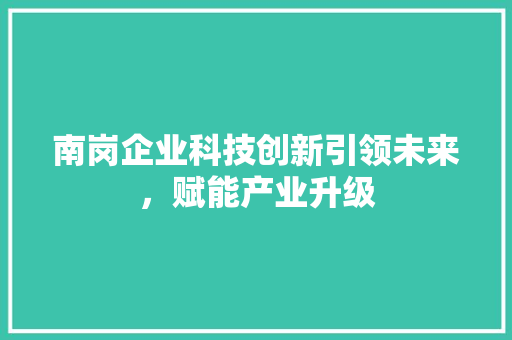 南岗企业科技创新引领未来，赋能产业升级 百度SEO