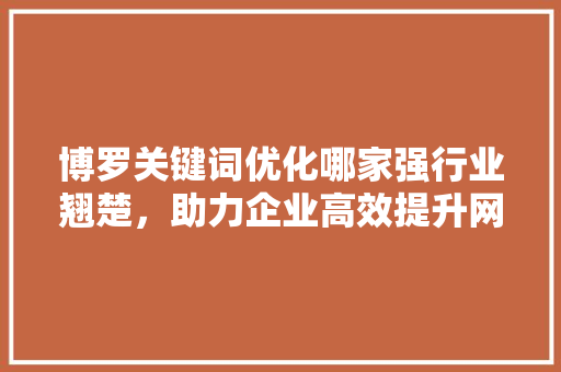 博罗关键词优化哪家强行业翘楚，助力企业高效提升网络曝光率 搜狗SEO