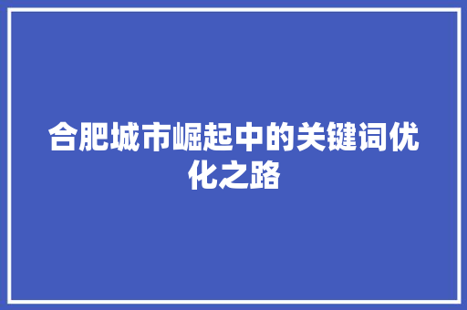 合肥城市崛起中的关键词优化之路 搜狗SEO