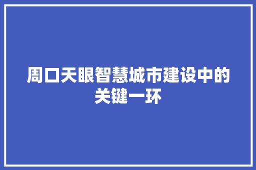 周口天眼智慧城市建设中的关键一环 GoogleSEO