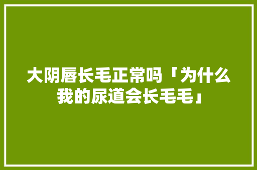 大阴唇长毛正常吗「为什么我的尿道会长毛毛」