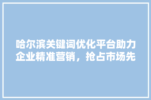 哈尔滨关键词优化平台助力企业精准营销，抢占市场先机 必应SEO