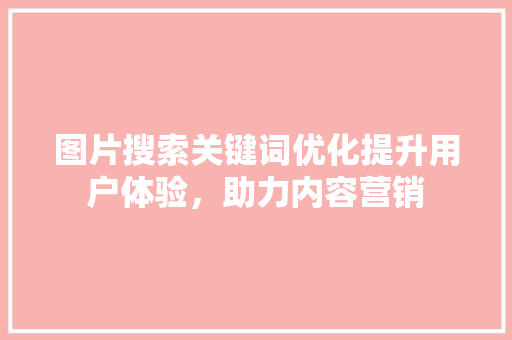 图片搜索关键词优化提升用户体验，助力内容营销 神马SEO