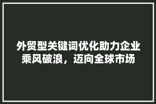 外贸型关键词优化助力企业乘风破浪，迈向全球市场 神马SEO