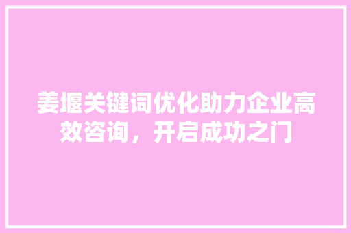 姜堰关键词优化助力企业高效咨询，开启成功之门 百度SEO