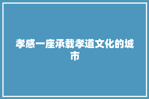 孝感一座承载孝道文化的城市