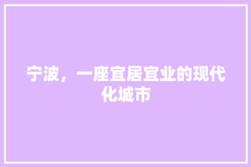 宁波，一座宜居宜业的现代化城市 必应SEO