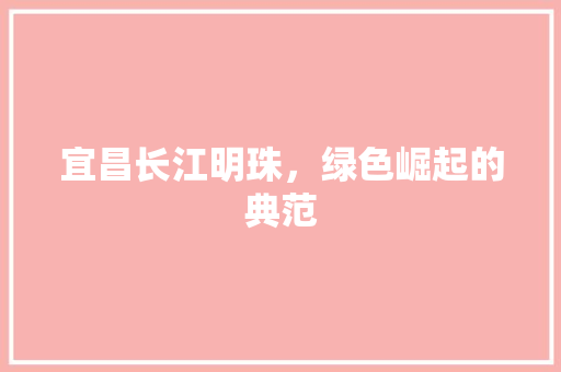 宜昌长江明珠，绿色崛起的典范 GoogleSEO