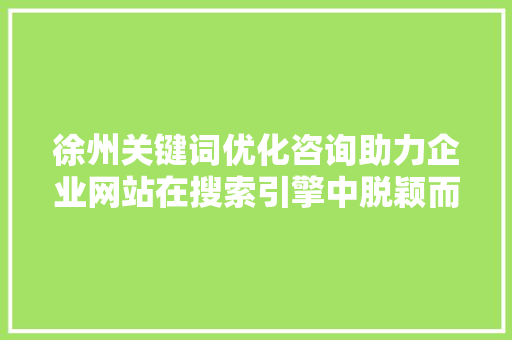 徐州关键词优化咨询助力企业网站在搜索引擎中脱颖而出 GoogleSEO