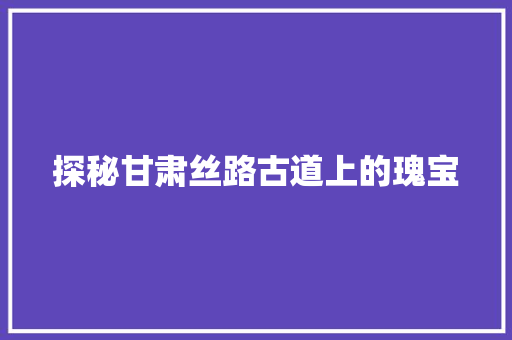 探秘甘肃丝路古道上的瑰宝 必应SEO
