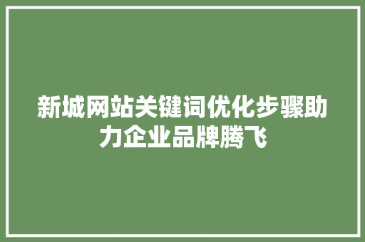 新城网站关键词优化步骤助力企业品牌腾飞 GoogleSEO