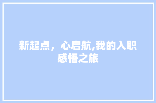 新起点，心启航,我的入职感悟之旅 必应SEO