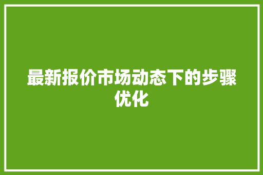 最新报价市场动态下的步骤优化 GoogleSEO