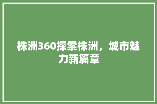 株洲360探索株洲，城市魅力新篇章 必应SEO