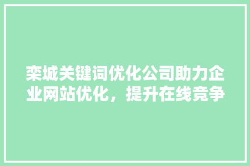 栾城关键词优化公司助力企业网站优化，提升在线竞争力