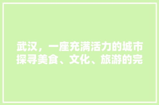 武汉，一座充满活力的城市探寻美食、文化、旅游的完美融合 GoogleSEO