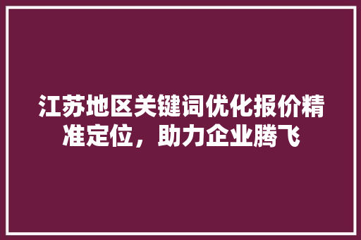 江苏地区关键词优化报价精准定位，助力企业腾飞