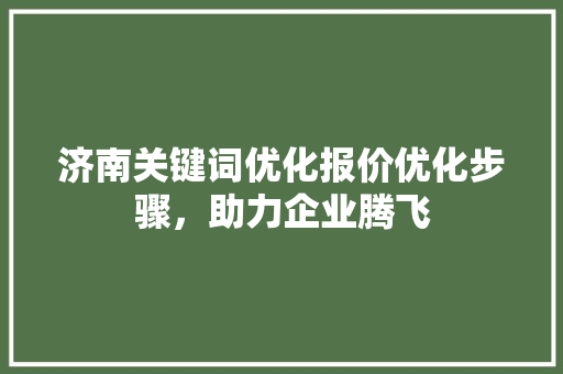 济南关键词优化报价优化步骤，助力企业腾飞