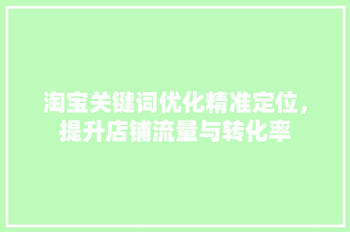 淘宝关键词优化精准定位，提升店铺流量与转化率 必应SEO