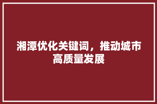 湘潭优化关键词，推动城市高质量发展 必应SEO