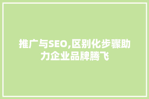 推广与SEO,区别化步骤助力企业品牌腾飞