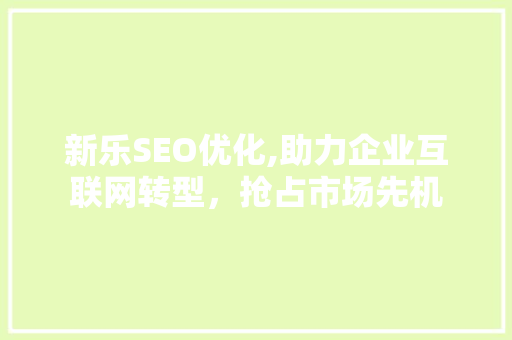 新乐SEO优化,助力企业互联网转型，抢占市场先机