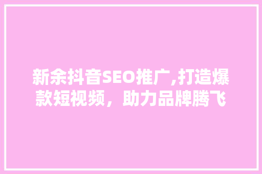 新余抖音SEO推广,打造爆款短视频，助力品牌腾飞