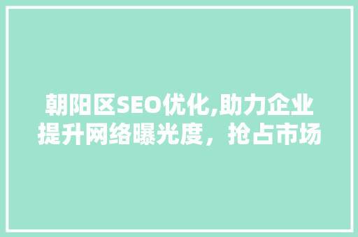 朝阳区SEO优化,助力企业提升网络曝光度，抢占市场先机 神马SEO