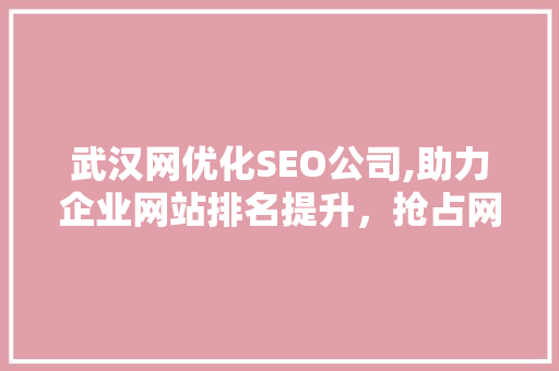 武汉网优化SEO公司,助力企业网站排名提升，抢占网络市场先机 GoogleSEO