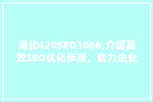 海北420SEO1066,介绍高效SEO优化步骤，助力企业腾飞