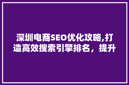 深圳电商SEO优化攻略,打造高效搜索引擎排名，提升电商品牌影响力 百度SEO