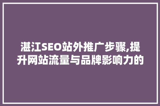 湛江SEO站外推广步骤,提升网站流量与品牌影响力的方法 GoogleSEO