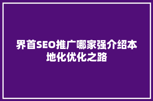 界首SEO推广哪家强介绍本地化优化之路 必应SEO
