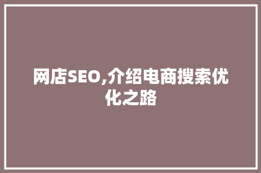 网店SEO,介绍电商搜索优化之路 GoogleSEO