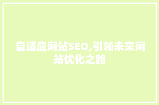 自适应网站SEO,引领未来网站优化之路 GoogleSEO