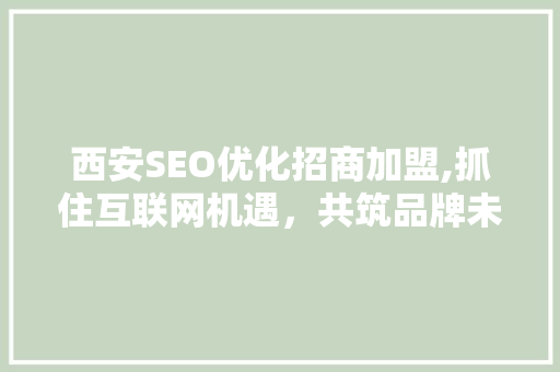 西安SEO优化招商加盟,抓住互联网机遇，共筑品牌未来 百度SEO