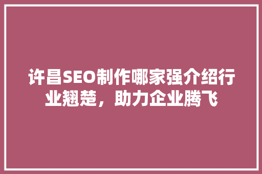 许昌SEO制作哪家强介绍行业翘楚，助力企业腾飞