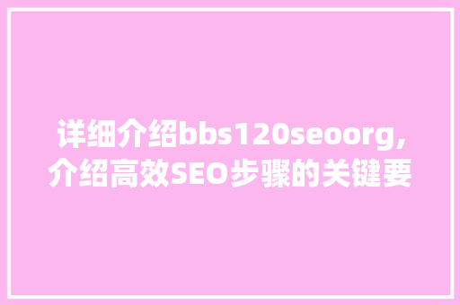 详细介绍bbs120seoorg,介绍高效SEO步骤的关键要素 搜狗SEO