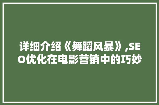 详细介绍《舞蹈风暴》,SEO优化在电影营销中的巧妙运用 百度SEO