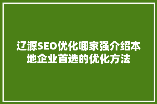 辽源SEO优化哪家强介绍本地企业首选的优化方法 GoogleSEO