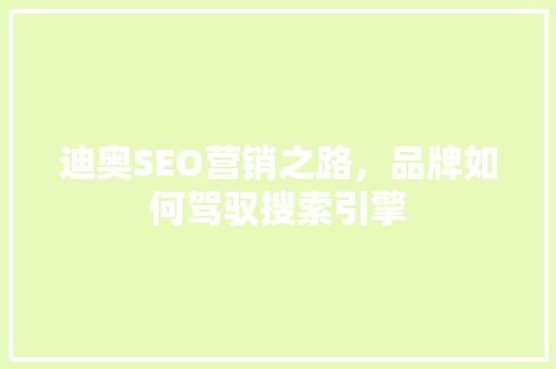 迪奥SEO营销之路，品牌如何驾驭搜索引擎 神马SEO