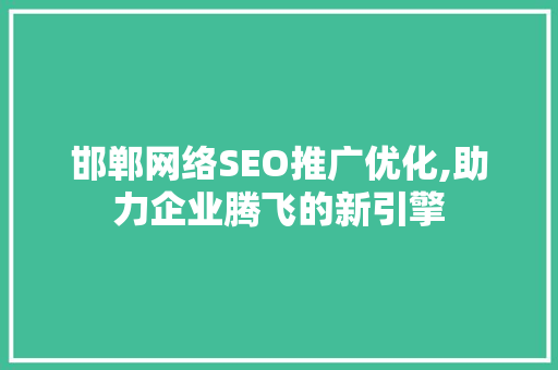 邯郸网络SEO推广优化,助力企业腾飞的新引擎