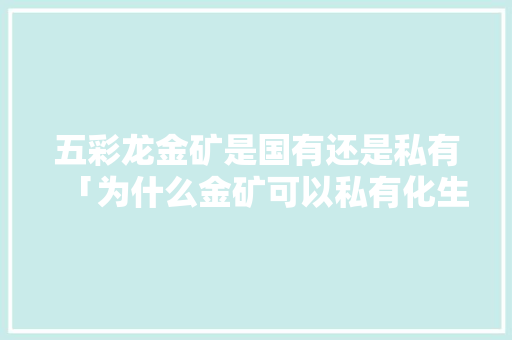五彩龙金矿是国有还是私有「为什么金矿可以私有化生产」 五彩龙金矿是国有还是私有「为什么金矿可以私有化生产」 搜狗SEO