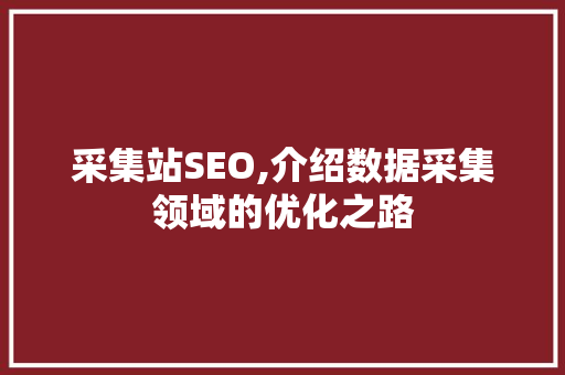 采集站SEO,介绍数据采集领域的优化之路 神马SEO
