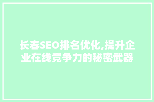 长春SEO排名优化,提升企业在线竞争力的秘密武器 搜狗SEO