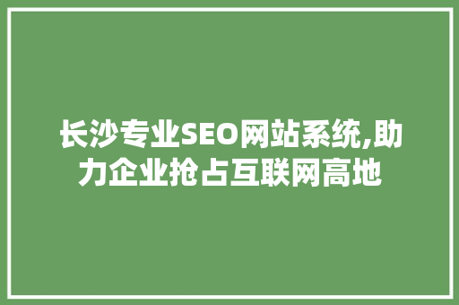 长沙专业SEO网站系统,助力企业抢占互联网高地 神马SEO