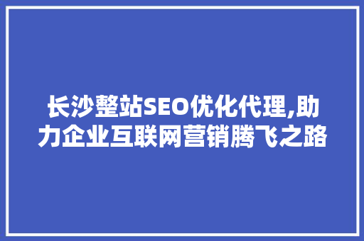 长沙整站SEO优化代理,助力企业互联网营销腾飞之路